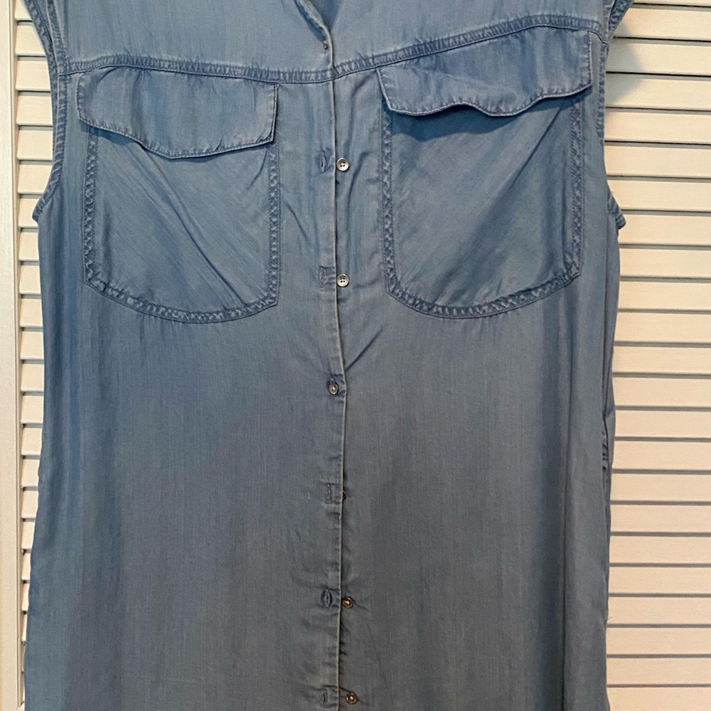 Blue Sleeveless Button-Up Dress NWOT